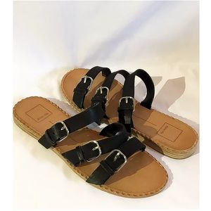 DOLCE VITA PARA Black Leather Slide Sandals Sz 9.5
